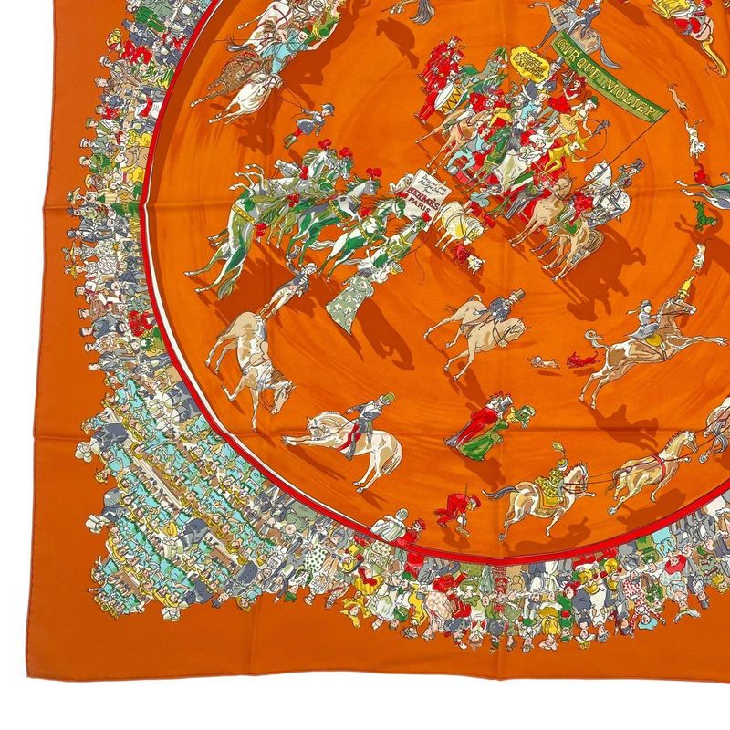 Hermes Scarf 100% Silk Carre 90 Cirque Molier Orange Box — view 5