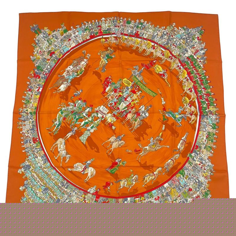 Hermes Scarf 100% Silk Carre 90 Cirque Molier Orange Box — view 3