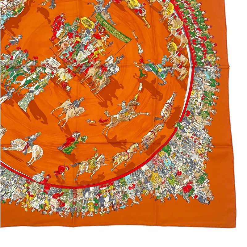 Hermes Scarf 100% Silk Carre 90 Cirque Molier Orange Box — view 6