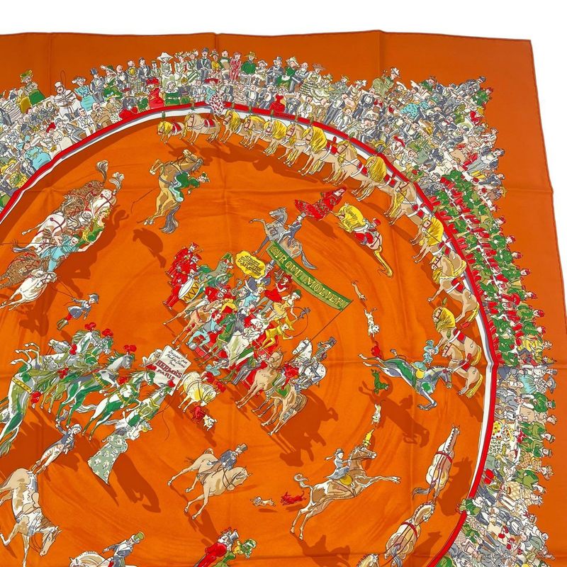 Hermes Scarf 100% Silk Carre 90 Cirque Molier Orange Box — view 4