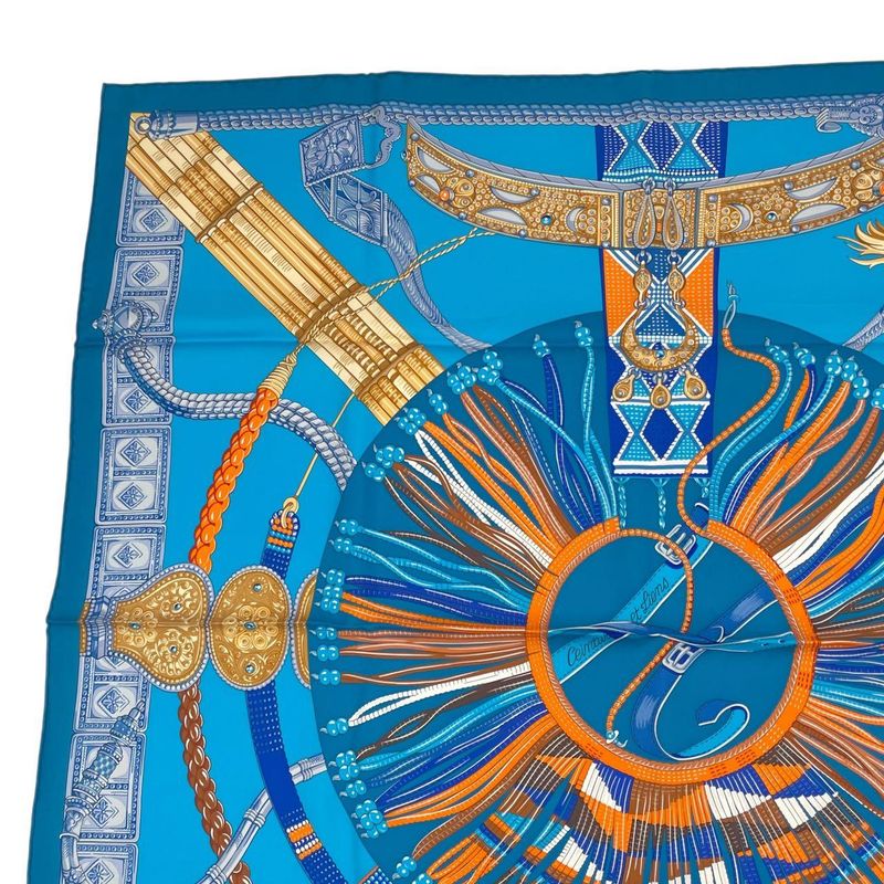 Hermes Scarf Silk Carre 90 Ceintures Et Liens Belt And Strap Blue Box — view 4