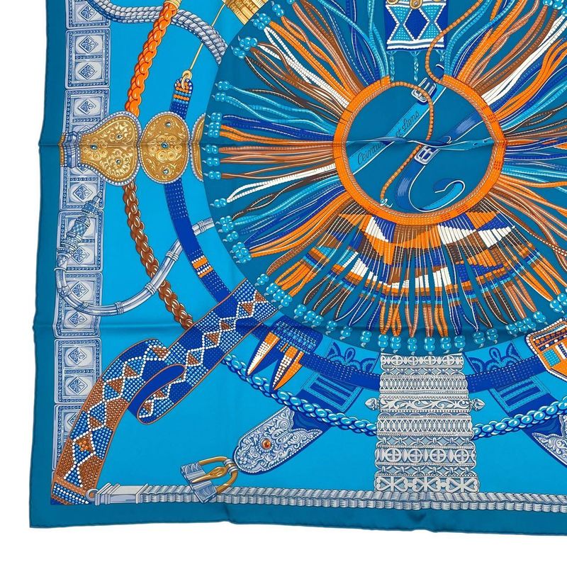 Hermes Scarf Silk Carre 90 Ceintures Et Liens Belt And Strap Blue Box — view 6