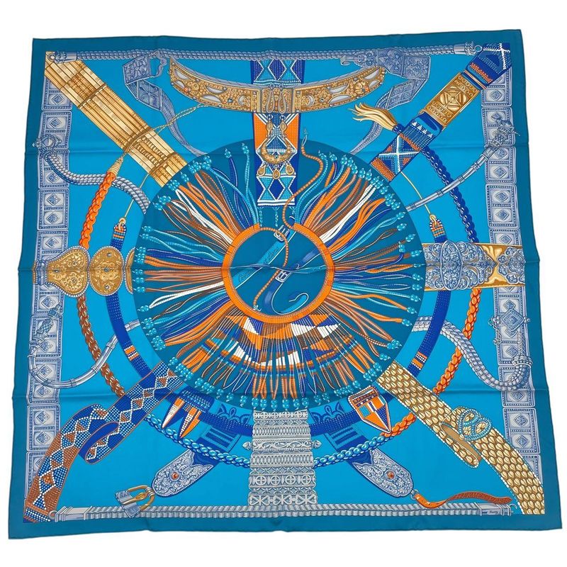 Hermes Scarf Silk Carre 90 Ceintures Et Liens Belt And Strap Blue Box — view 3