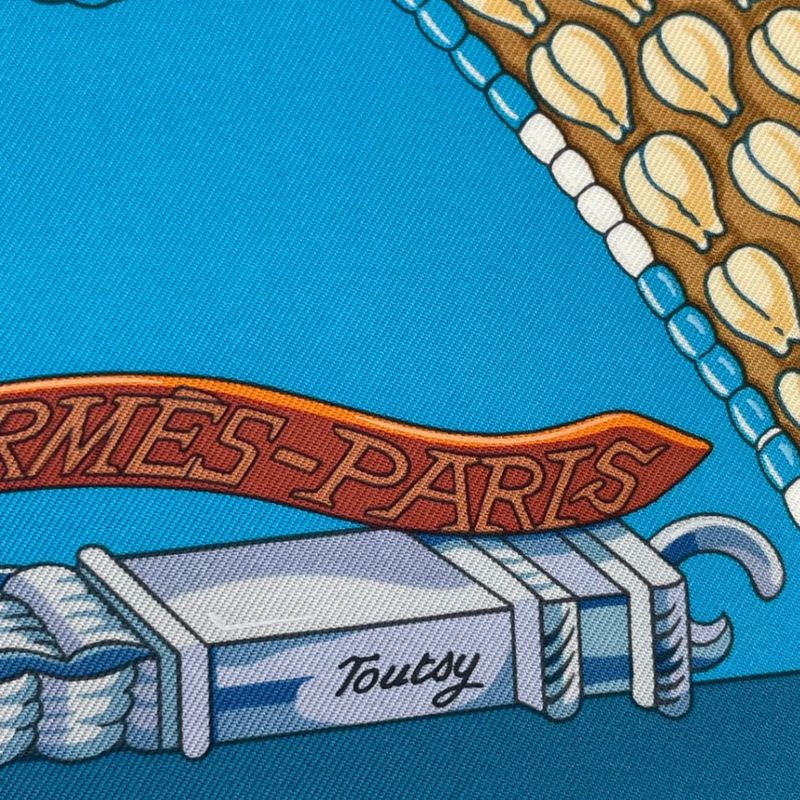 Hermes Scarf Silk Carre 90 Ceintures Et Liens Belt And Strap Blue Box — view 8