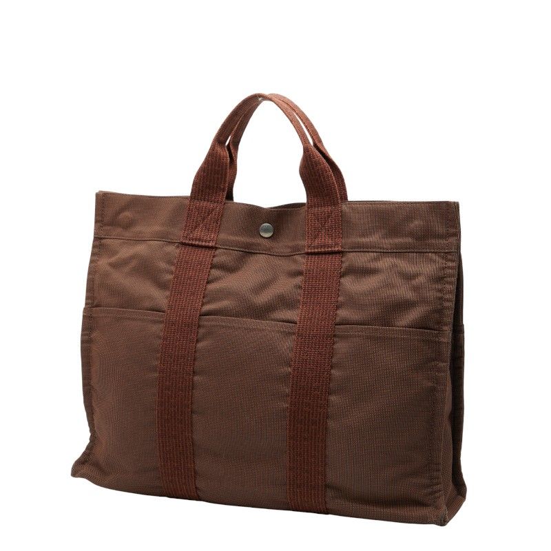 Hermes Her Line Tote MM Brown Canvas — view 3