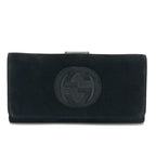 Gucci Long Wallet Interlocking G Suede Enamel Black — view 2