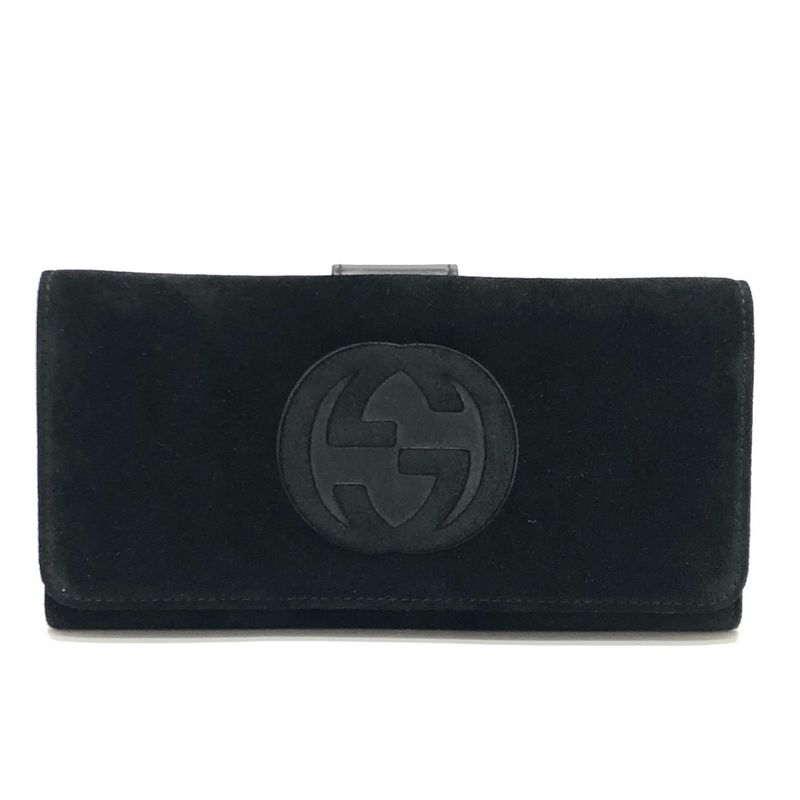 Gucci Long Wallet Interlocking G Suede Enamel Black — view 2