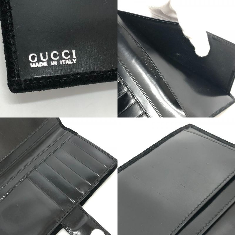 Gucci Long Wallet Interlocking G Suede Enamel Black — view 8