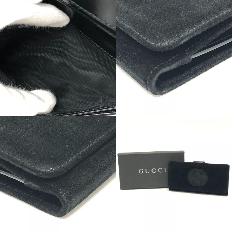 Gucci Long Wallet Interlocking G Suede Enamel Black — view 9