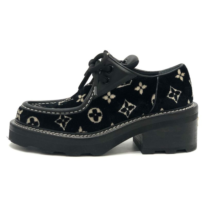 Louis Vuitton Leather Shoes Bob Lure Line Dabi Velor Black — view 4