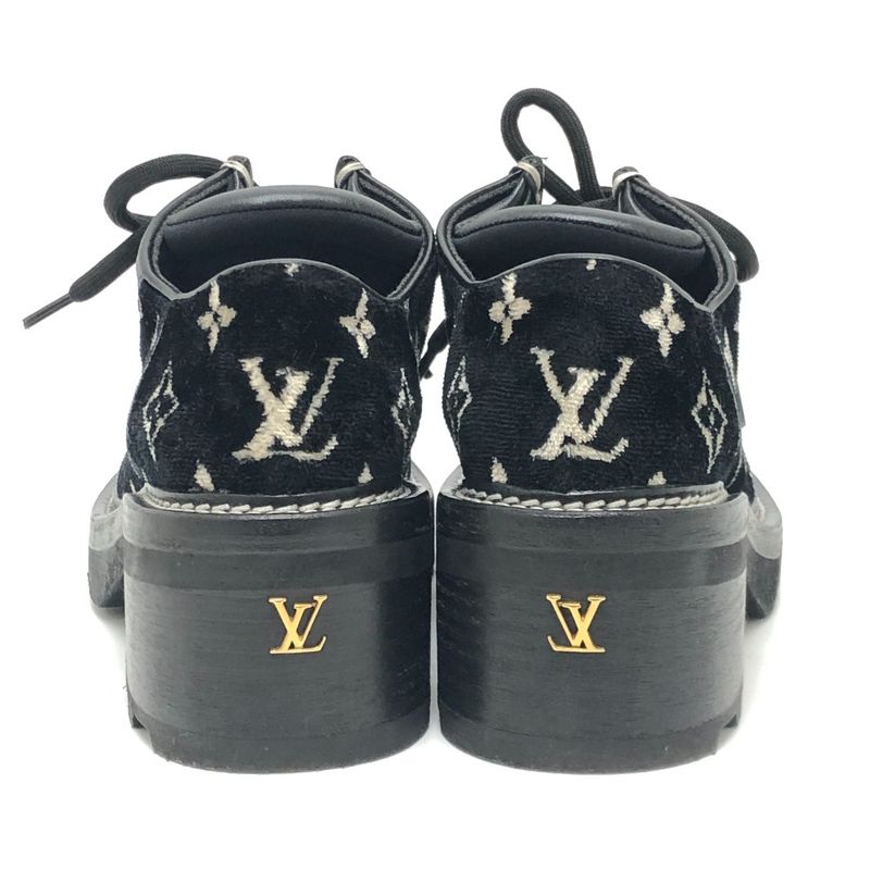 Louis Vuitton Leather Shoes Bob Lure Line Dabi Velor Black — view 3