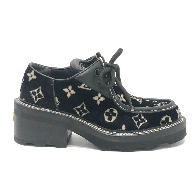 Louis Vuitton Leather Shoes Bob Lure Line Dabi Velor Black — view 6