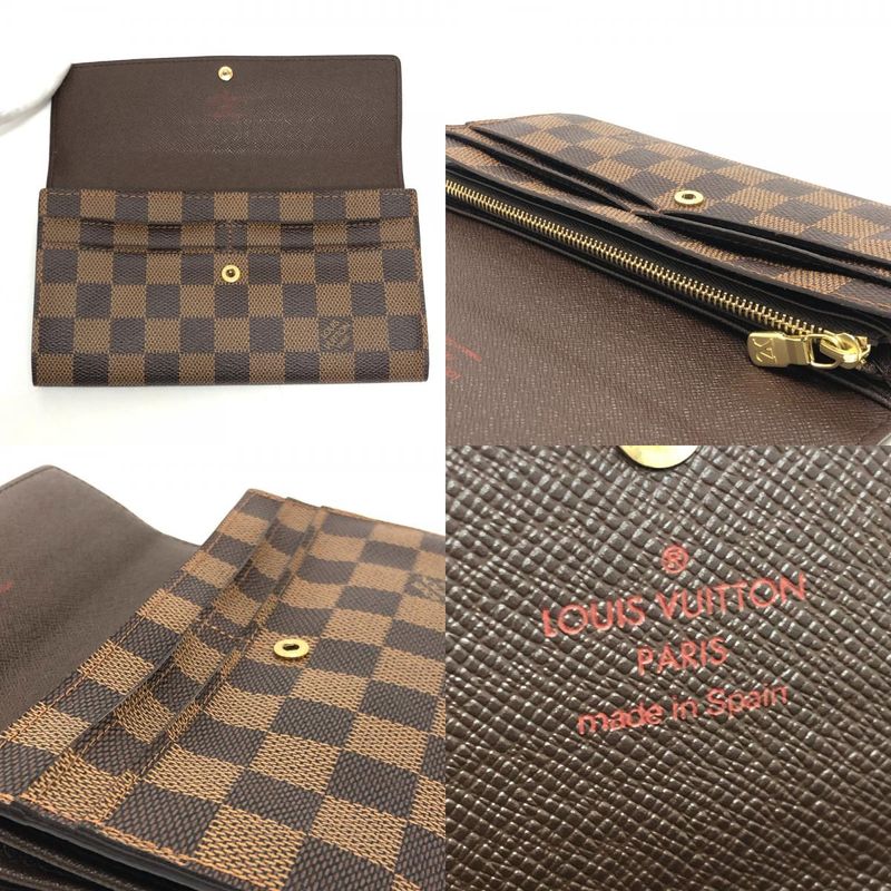 Louis Vuitton Long Wallet Portefeuille Sarah Damier Canvas Ebene Brown — view 7