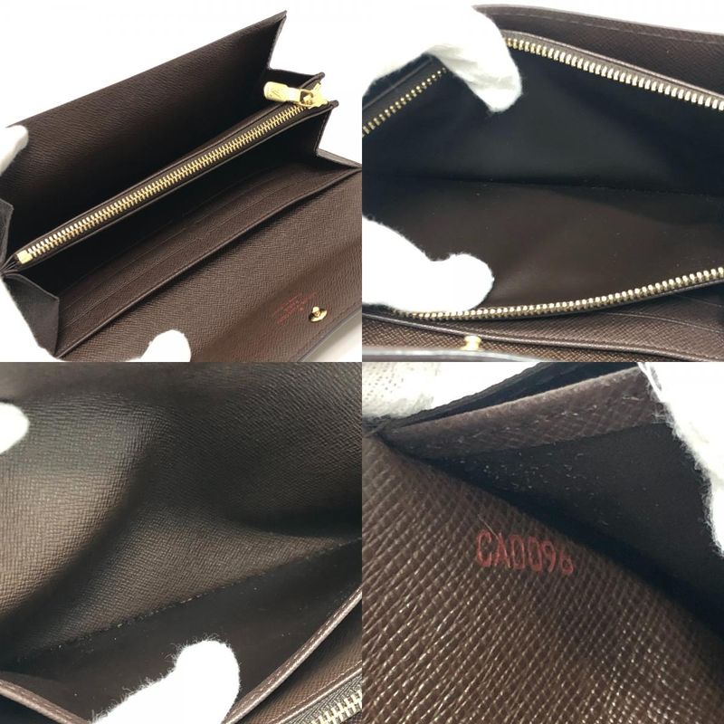 Louis Vuitton Long Wallet Portefeuille Sarah Damier Canvas Ebene Brown — view 8