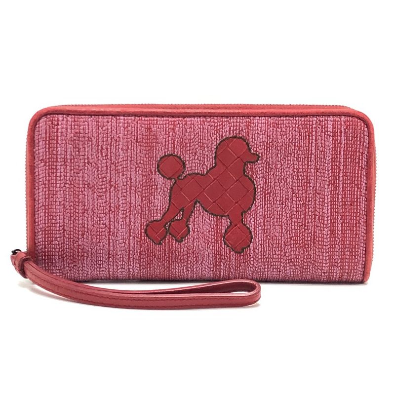 Bottega Veneta Long Wallet Intrecciato Poudre Leather Canvas Red — view 2