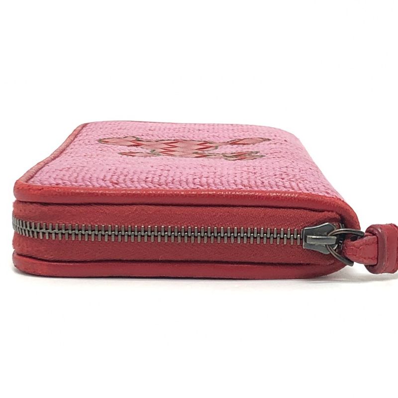 Bottega Veneta Long Wallet Intrecciato Poudre Leather Canvas Red — view 4