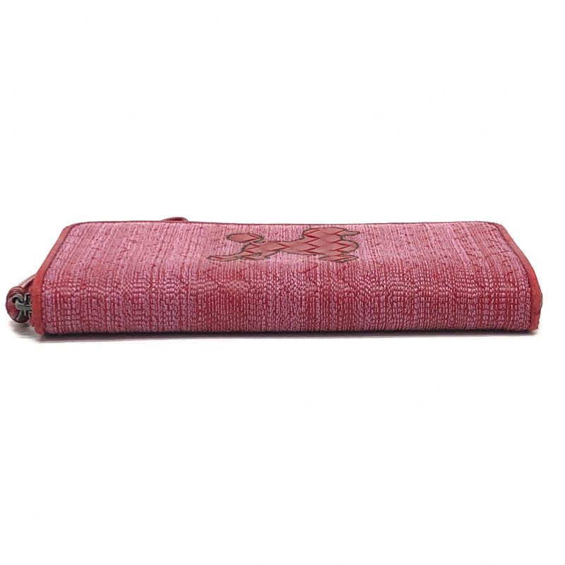 Bottega Veneta Long Wallet Intrecciato Poudre Leather Canvas Red — view 6