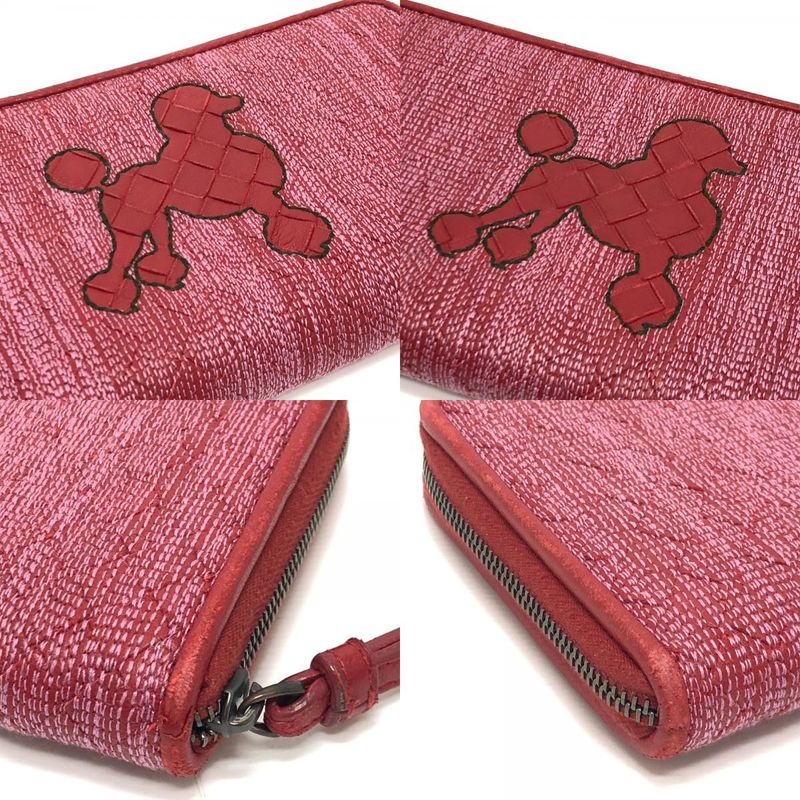 Bottega Veneta Long Wallet Intrecciato Poudre Leather Canvas Red — view 7