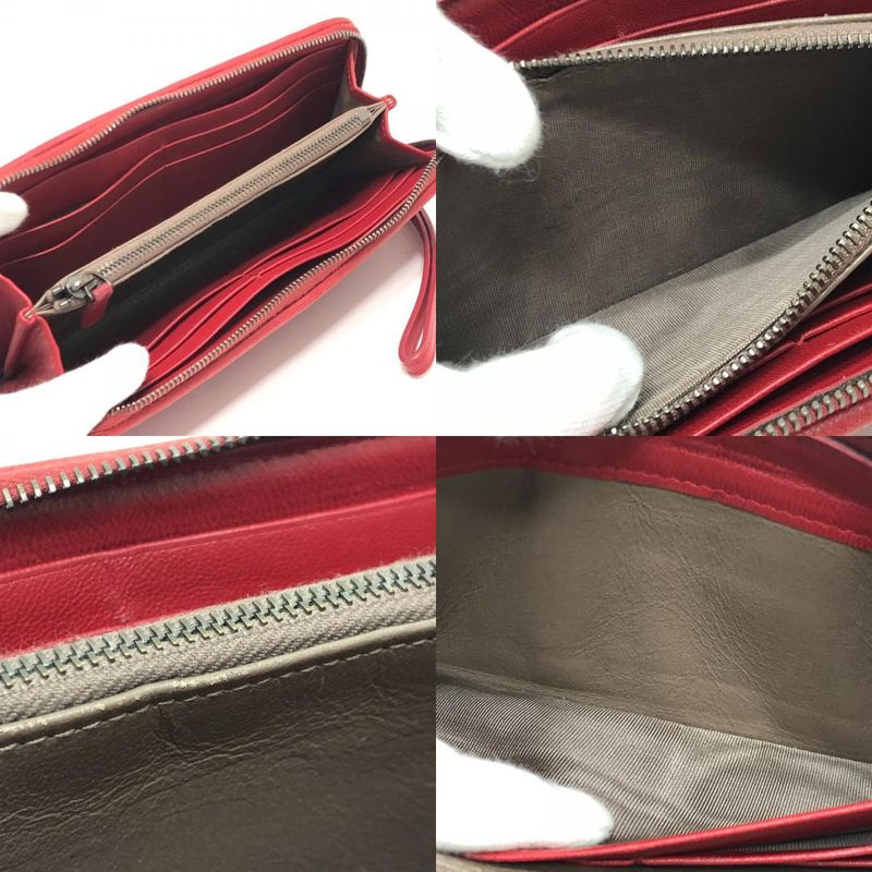 Bottega Veneta Long Wallet Intrecciato Poudre Leather Canvas Red — view 8