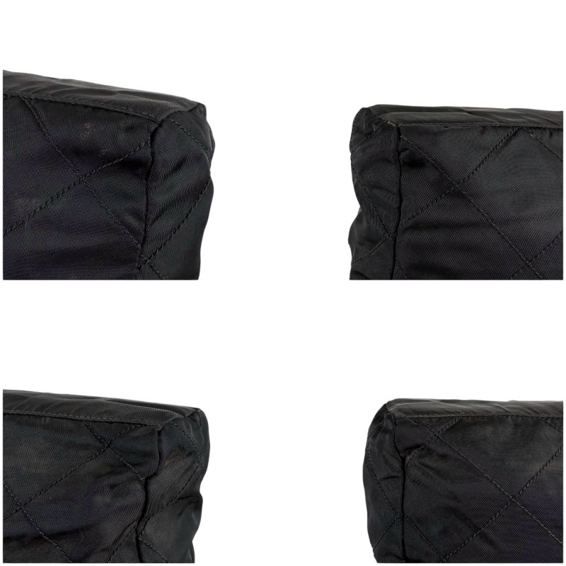 Prada Quilted Chain Shoulder Bag Triangle Logo Black Tessuto Nylon — view 9