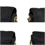 Prada Quilted Chain Shoulder Bag Triangle Logo Black Tessuto Nylon — view 8