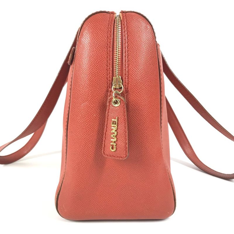 Chanel Shoulder Bag Leather Orange — view 5