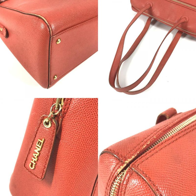 Chanel Shoulder Bag Leather Orange — view 8