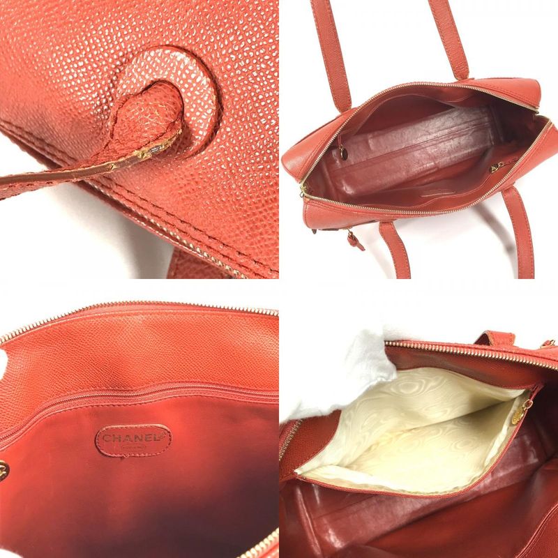 Chanel Shoulder Bag Leather Orange — view 9