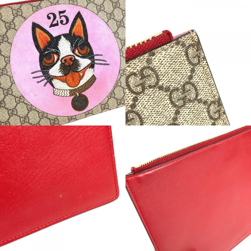 Gucci Clutch Bag Bosco Applique GG Supreme Canvas Beige — view 9