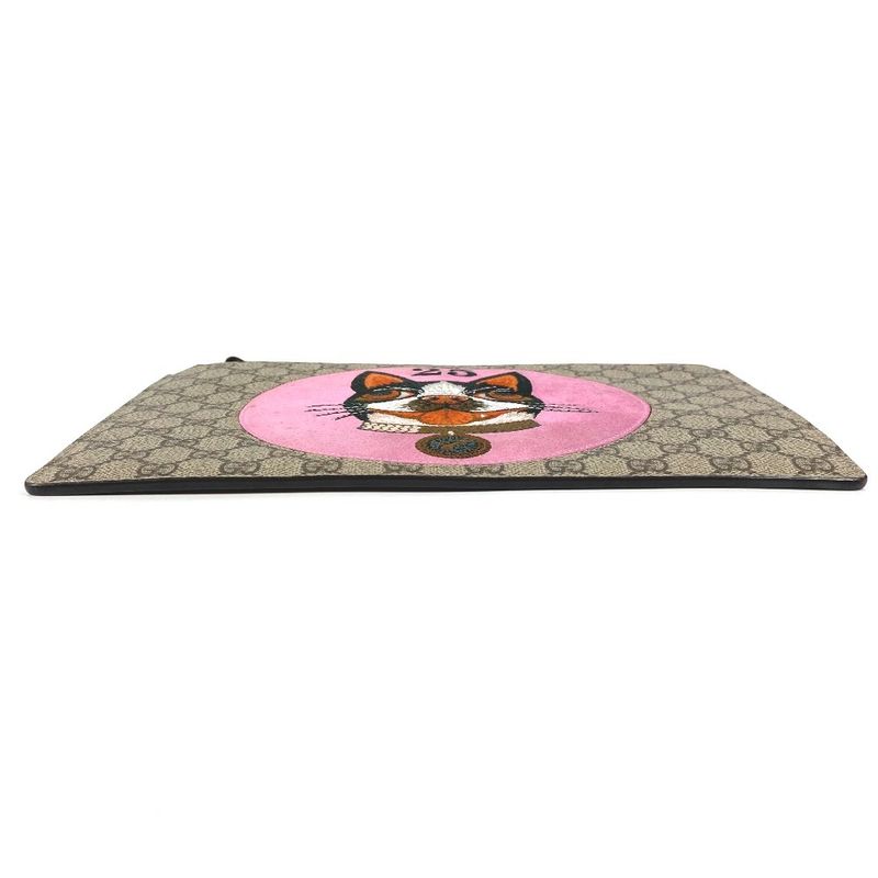 Gucci Clutch Bag Bosco Applique GG Supreme Canvas Beige — view 6