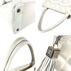 Chanel Shoulder Bag Reproduction Tote Fringe Tassel Leather Canvas White — view 8
