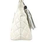 Chanel Shoulder Bag Reproduction Tote Fringe Tassel Leather Canvas White — view 5