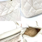 Chanel Shoulder Bag Reproduction Tote Fringe Tassel Leather Canvas White — view 9