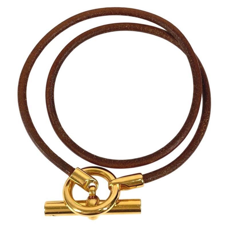 Hermes Bracelet Grennan Logo Double Leather Brown — view 3