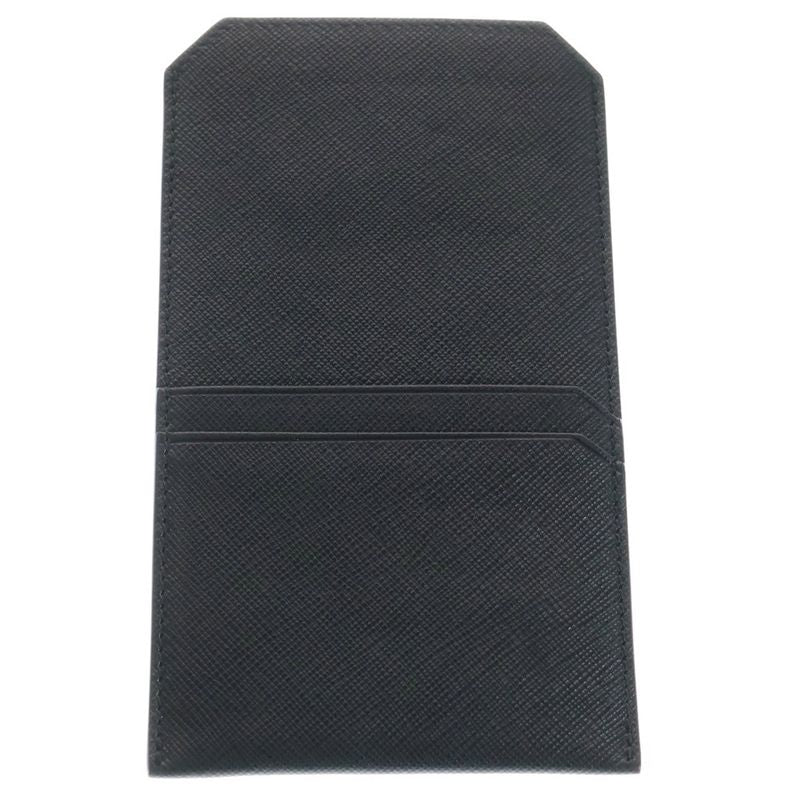 Prada Sapphire Leather Travel Case Card Black 2 Zh004 — view 3