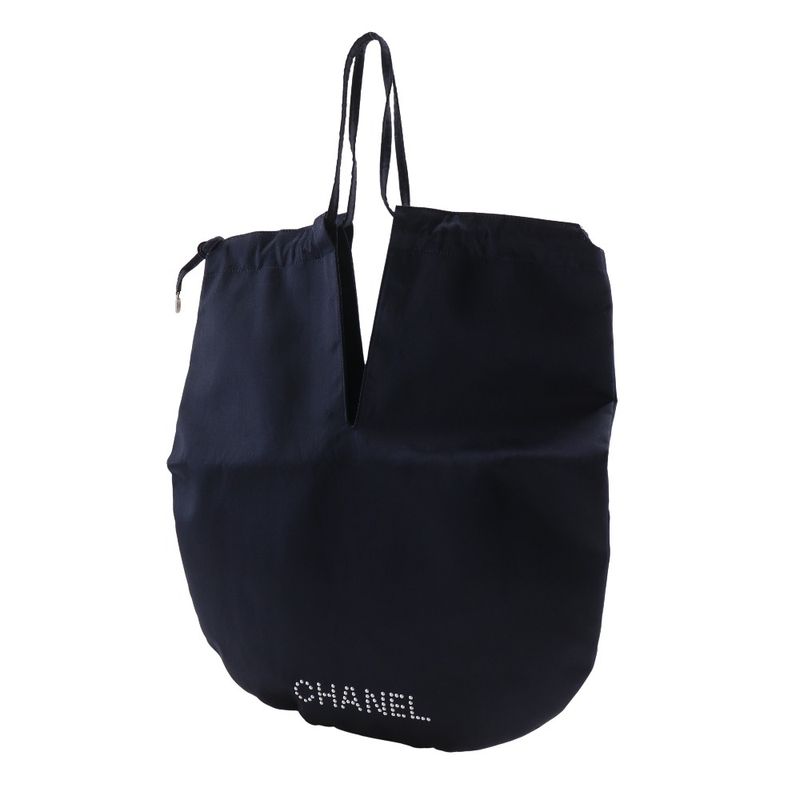 Chanel Pearl Logo Drawstring Satin Black Shoulder Bag — view 3