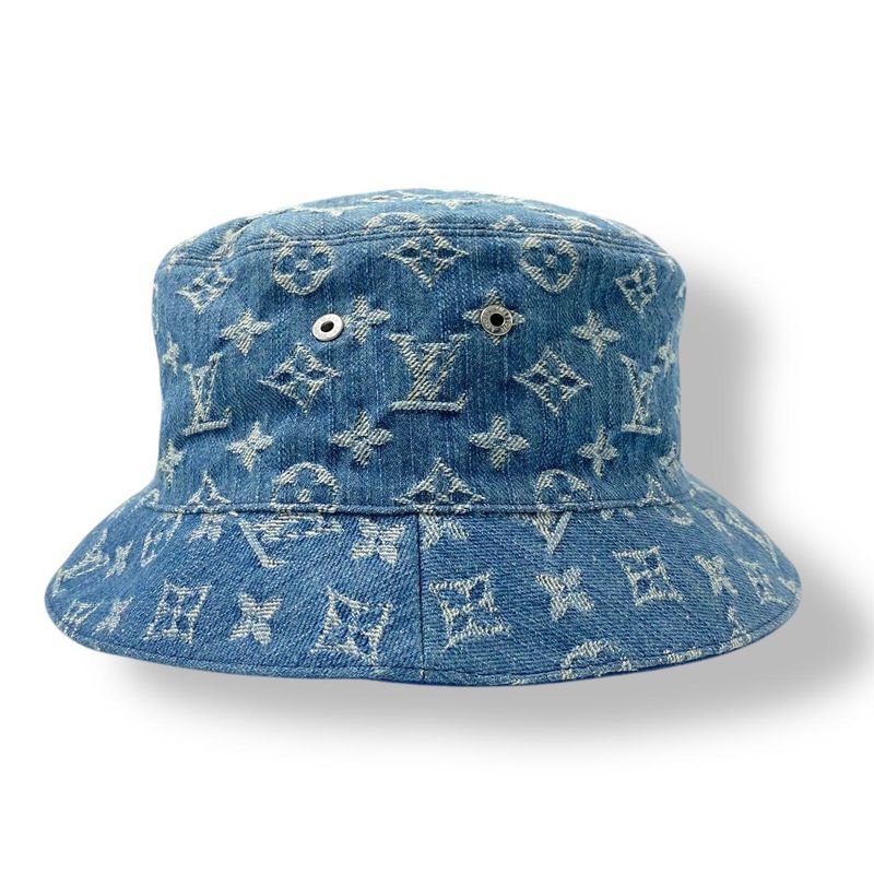 Louis Vuitton Bonnet Monogram Essential Reversible Cotton Bucket Hat 60 Blue — view 3