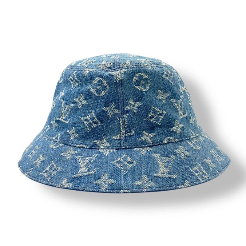 Louis Vuitton Bonnet Monogram Essential Reversible Cotton Bucket Hat 60 Blue — view 4