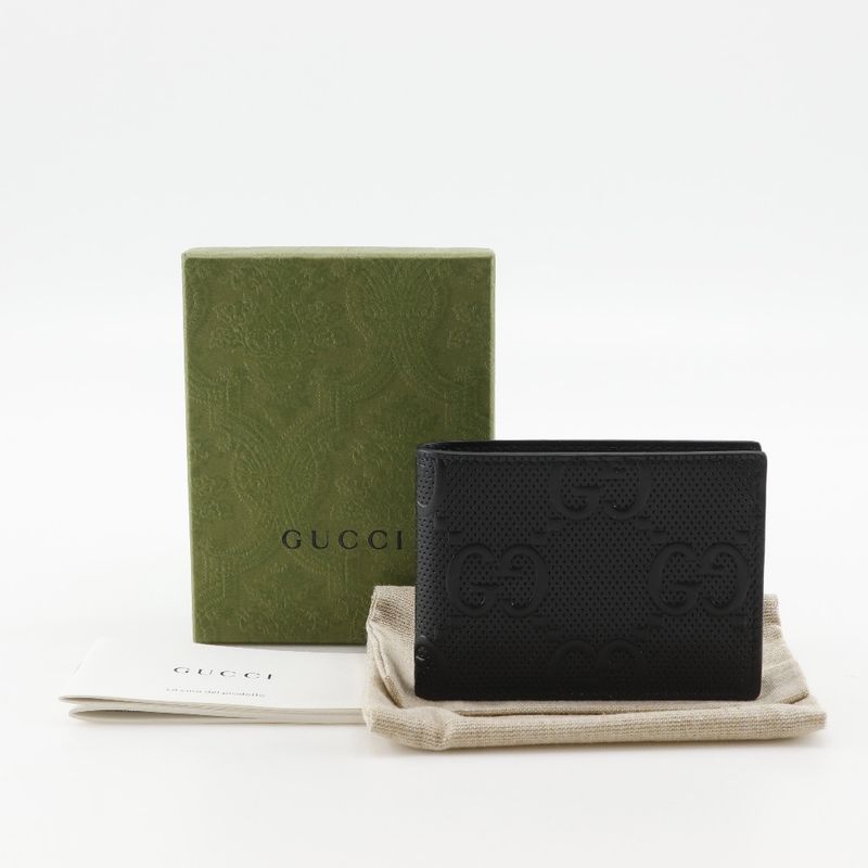 Gucci GG Embossed Bifold Cuff Black Billfold — view 9