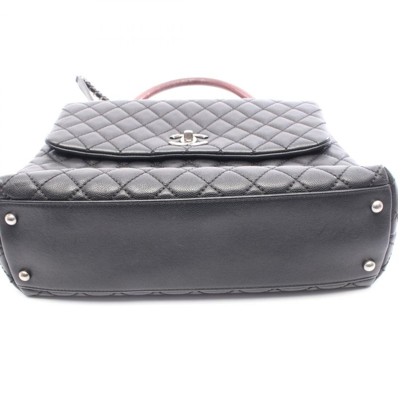 Chanel Handbag Quilted Coco Handle Black Caviar Leather Exotic — view 8