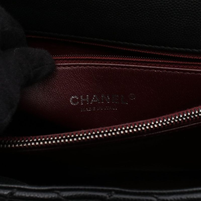 Chanel Handbag Quilted Coco Handle Black Caviar Leather Exotic — view 5