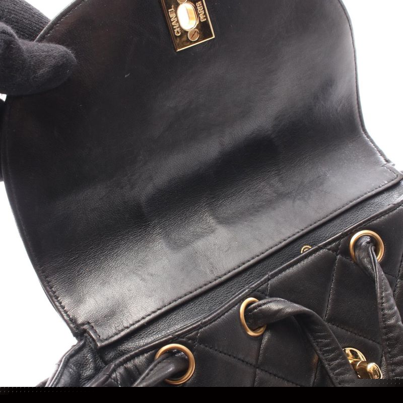 Chanel Rucksack Sac Backpack Quilted Black Lambskin — view 8