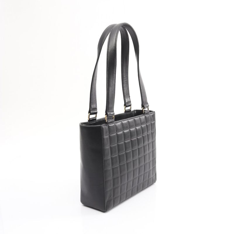 Chanel Tote Bag Chocolate Bar Black Lambskin Choco — view 8