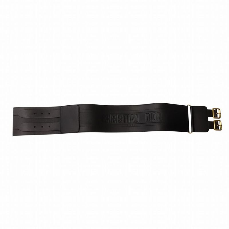 Christian Dior Logo Belt Corset Leather Double Waist Gold Hardware TNT — view 8