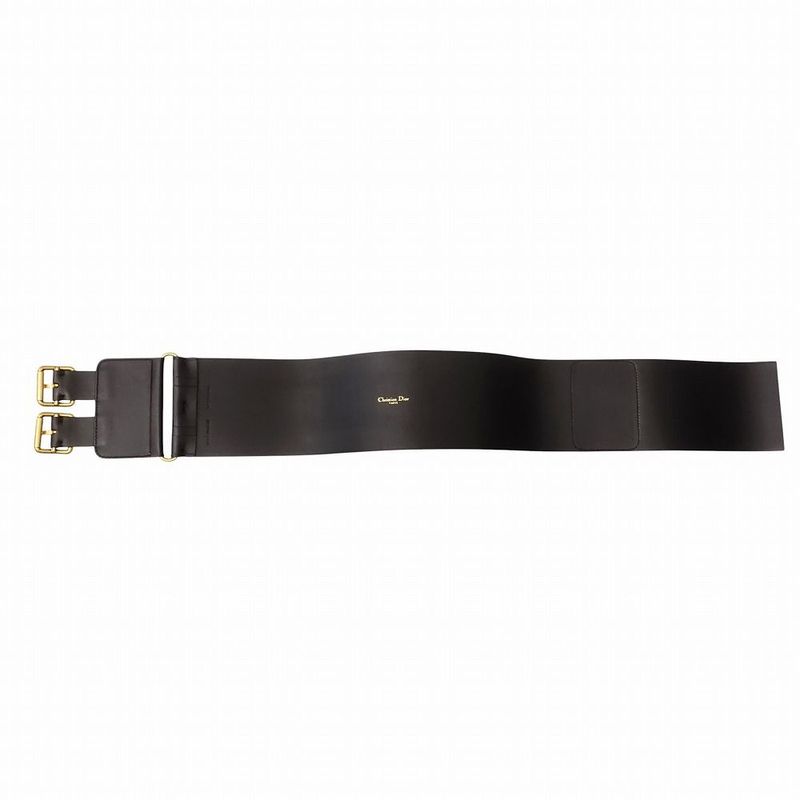 Christian Dior Logo Belt Corset Leather Double Waist Gold Hardware TNT — view 7