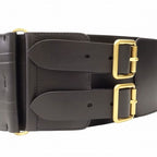 Christian Dior Logo Belt Corset Leather Double Waist Gold Hardware TNT — view 3