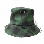 Christian Dior Check Pattern Bucket Hat Veil Bob Tulle Oblique Green — view 3