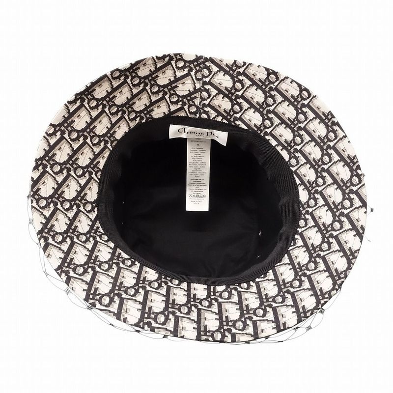 Christian Dior Check Pattern Bucket Hat Veil Bob Tulle Oblique Green — view 5