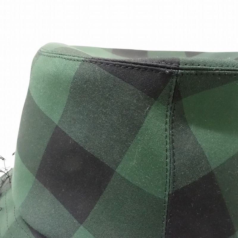 Christian Dior Check Pattern Bucket Hat Veil Bob Tulle Oblique Green — view 7