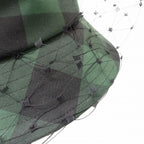 Christian Dior Check Pattern Bucket Hat Veil Bob Tulle Oblique Green — view 8